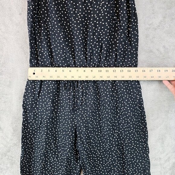 Tommy Bahama Sea Swell Linen Blend Cropped Jumpsuit Womens M Black Polka Dot - Picture 6 of 10